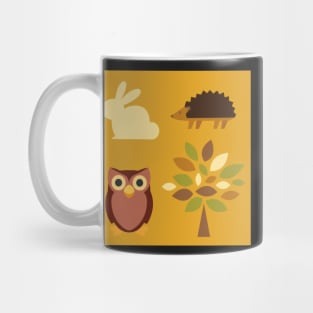 Nature (rabbits, hedgehogs and owls) pattern Mug